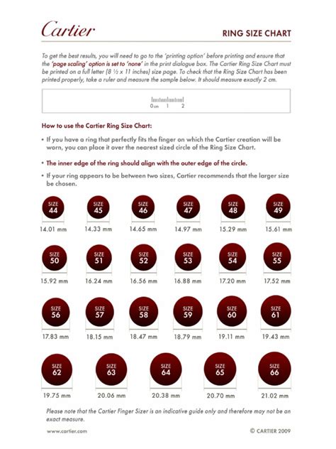 cartier rings size chart|cartier size 17 in inches.